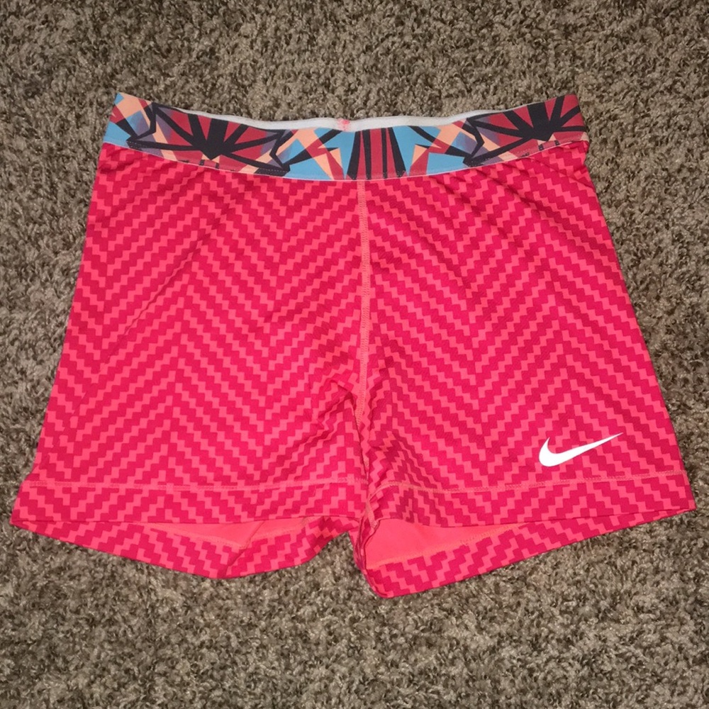 Coral print Nike spandex shorts